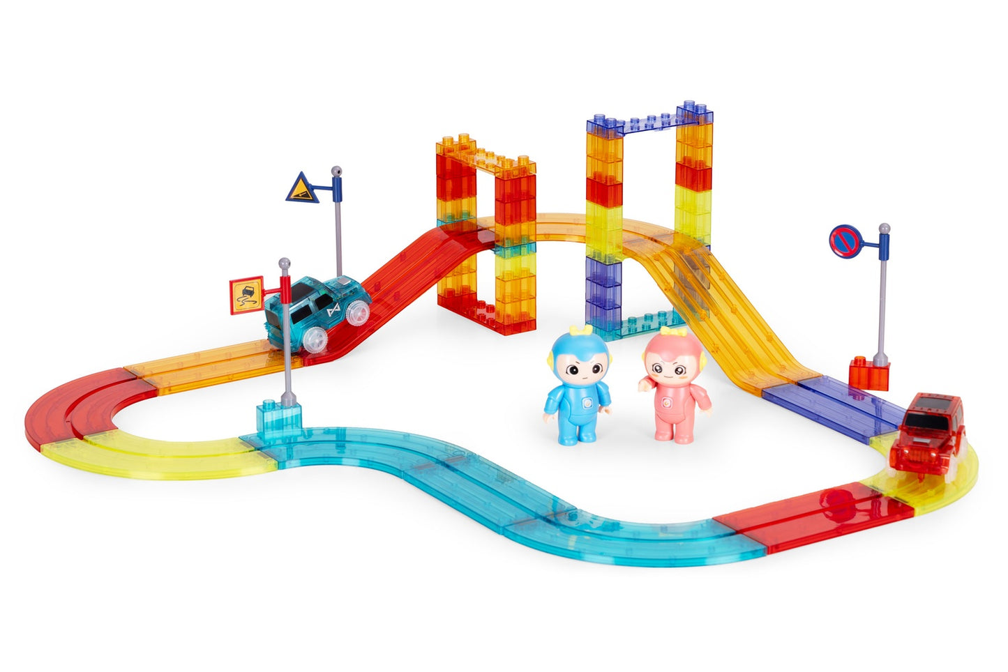 Magnetic Car Track Set with 154 Pieces & LED Cars