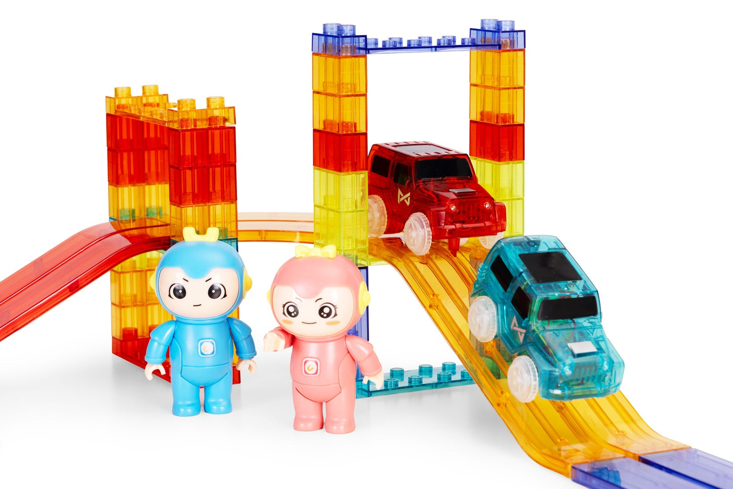 Magnetic Car Track Set with 154 Pieces & LED Cars
