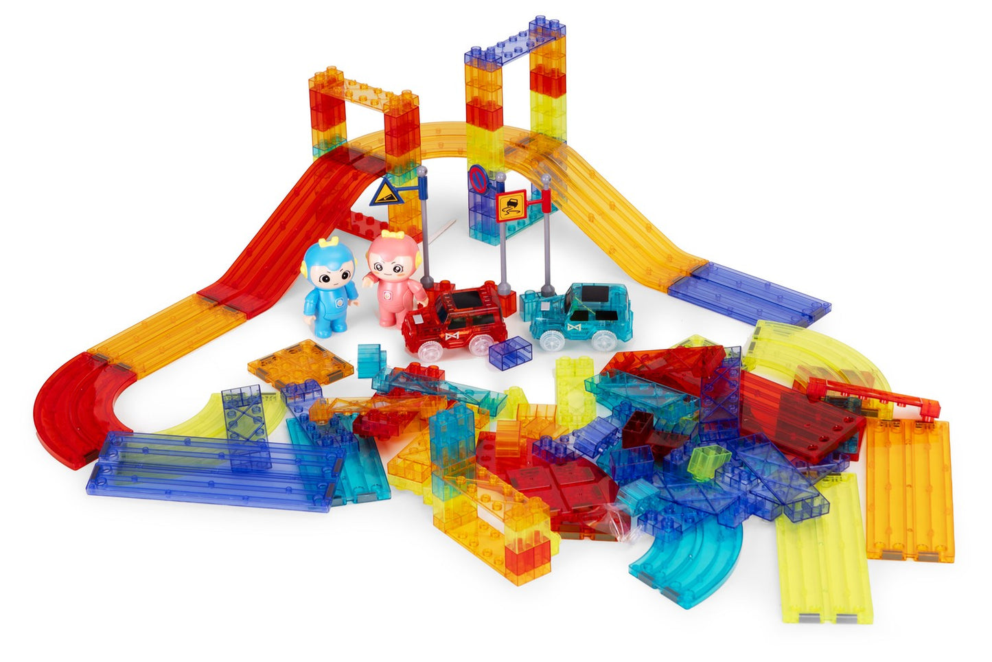 Magnetic Car Track Set with 154 Pieces & LED Cars