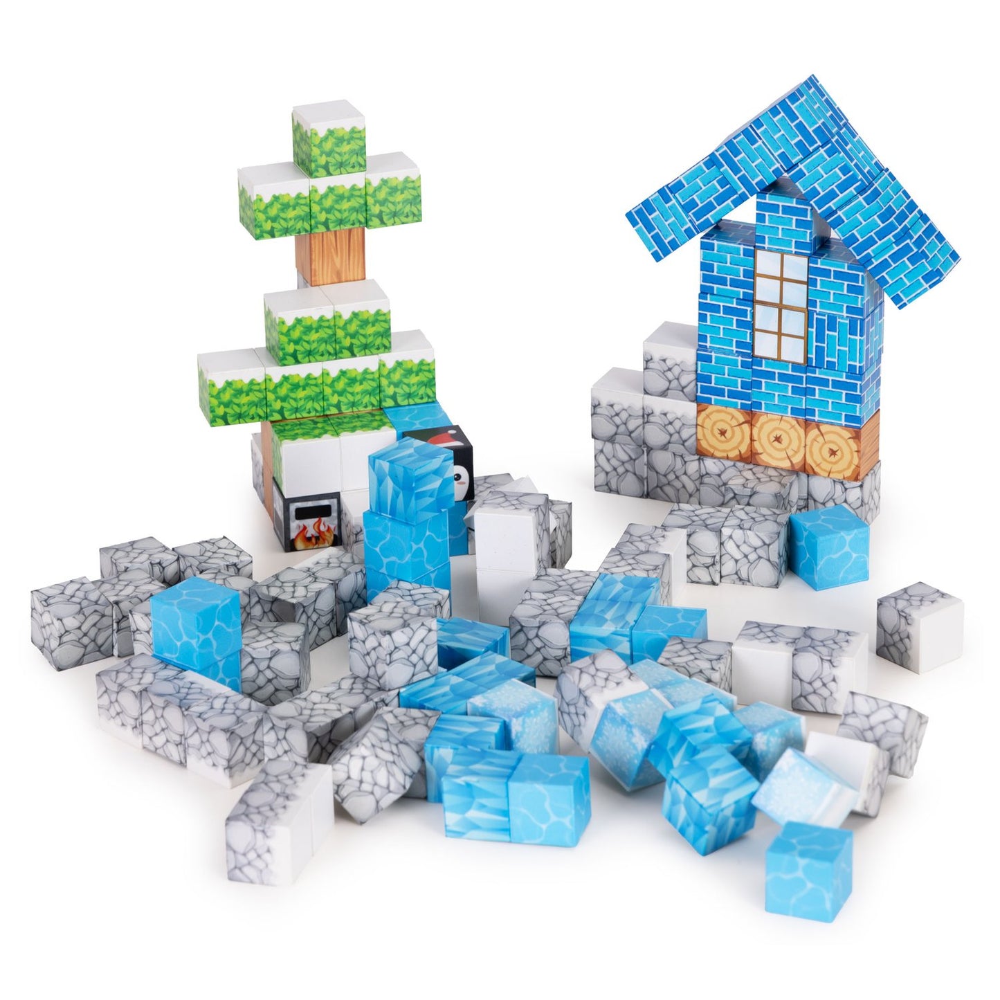 Magnetic Construction Blocks Set, 124 Pieces, Ages 3+