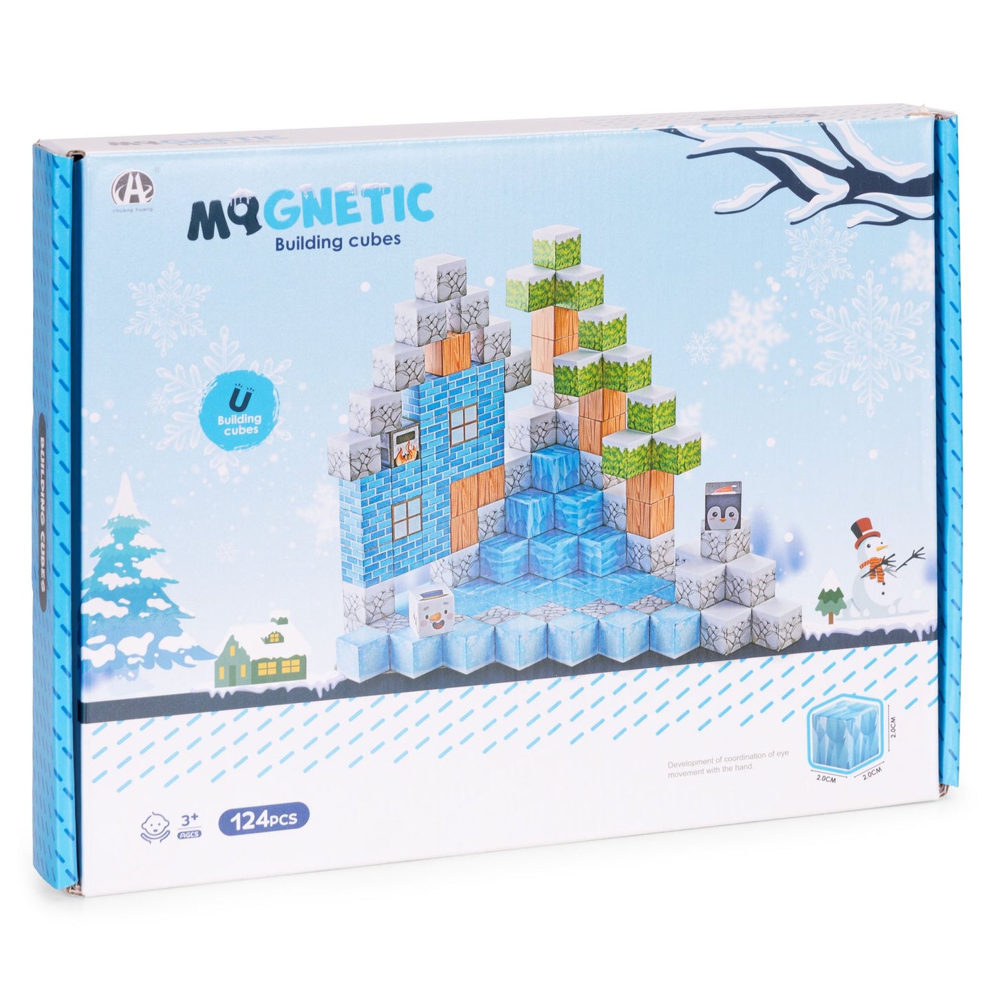 Magnetic Construction Blocks Set, 124 Pieces, Ages 3+