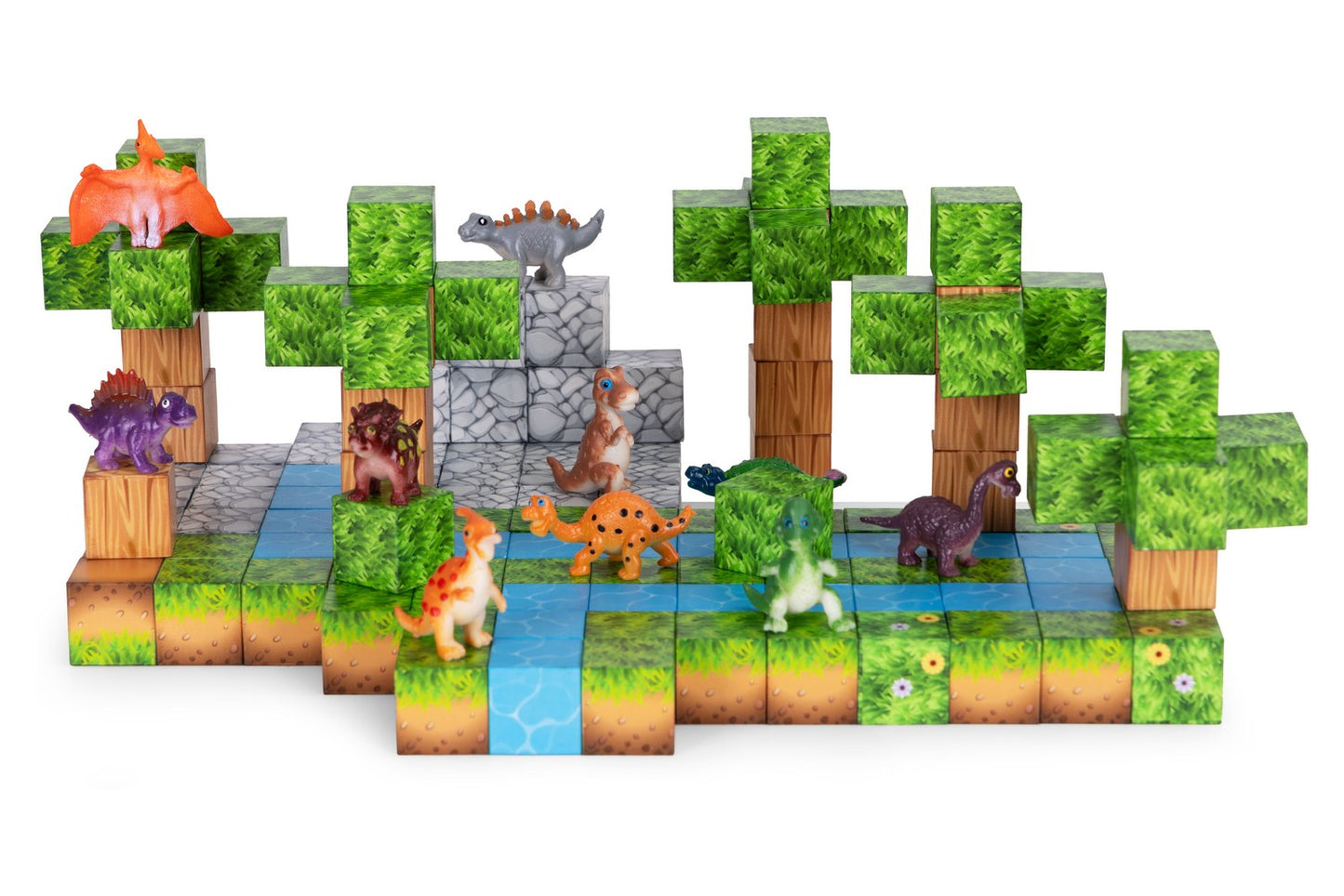 Magnetic Construction Blocks Set, 142 Pieces, Dinosaur Figures