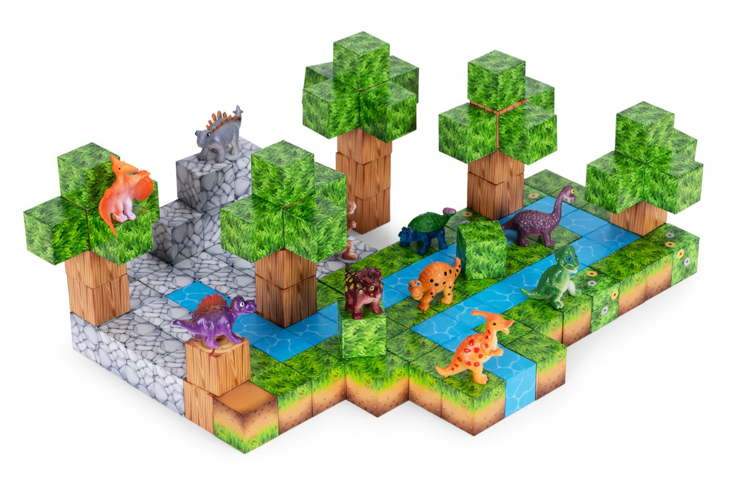 Magnetic Construction Blocks Set, 142 Pieces, Dinosaur Figures