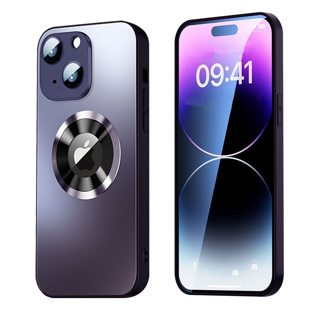 Magnetic Cover for iPhone 15 Plus with lens protection and Logo View - Black