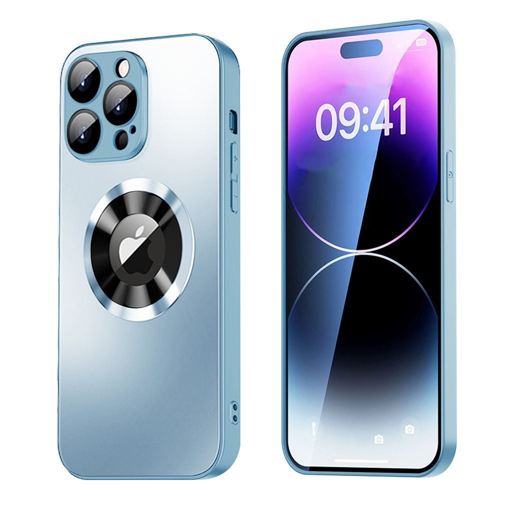 Magnetic Cover iPhone 15 Pro Max with lens protection and logo view - Blue