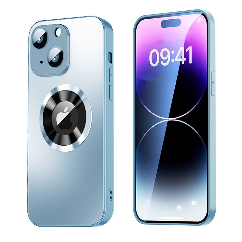 Magnetic Cover iPhone 15 with lens protection and logo view - Blue