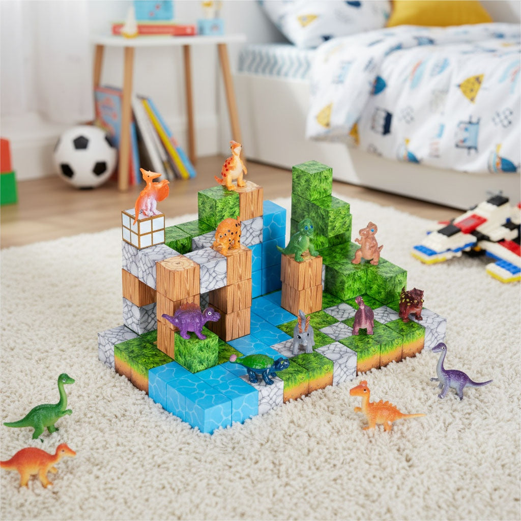 Magnetic Dinosaur Building Blocks Set, 114 Pieces