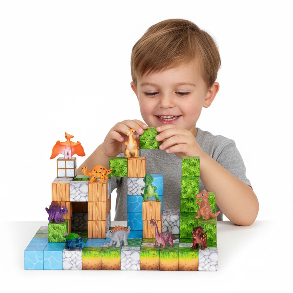 Magnetic Dinosaur Building Blocks Set, 114 Pieces