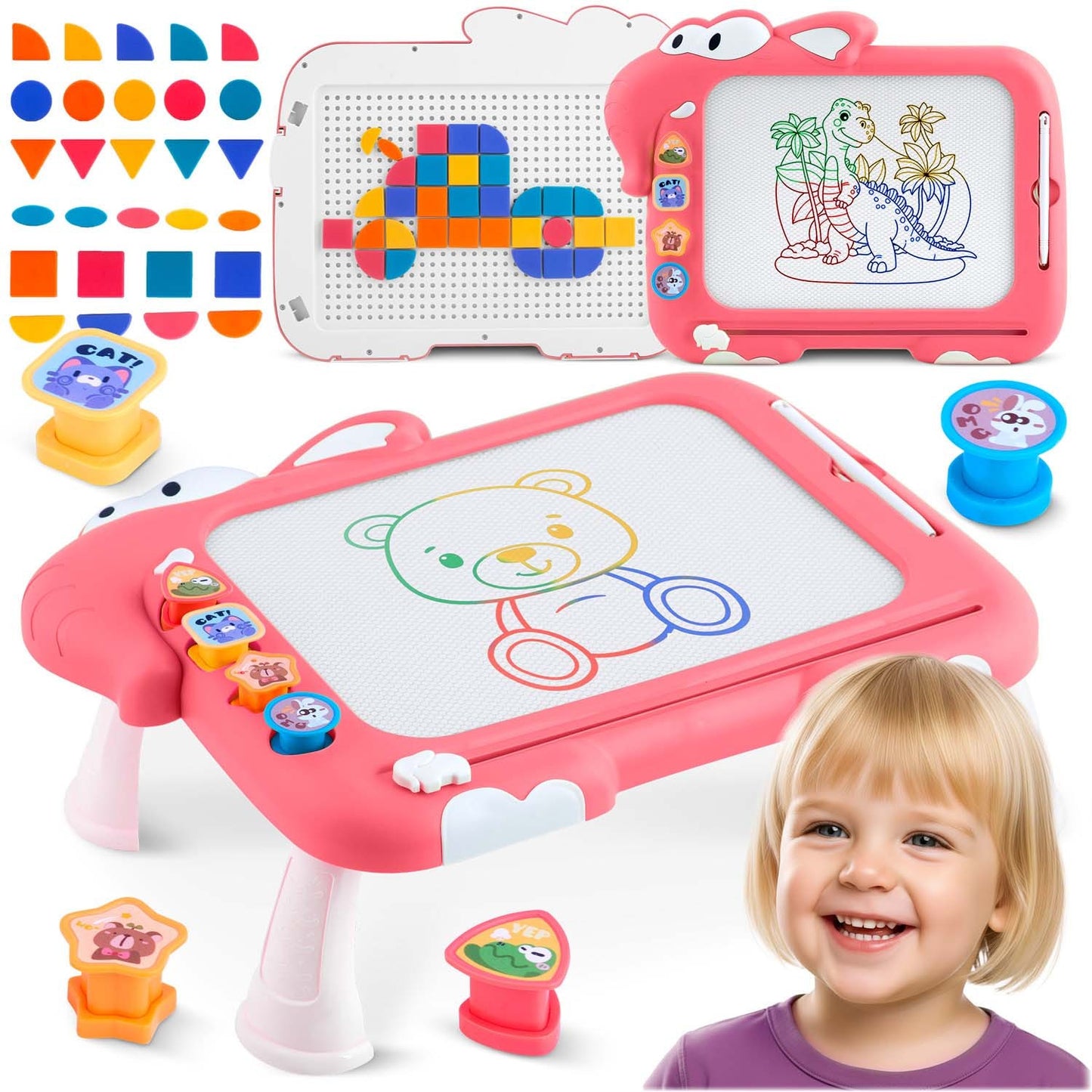 Magnetic Drawing Board & Tangram Table for Kids