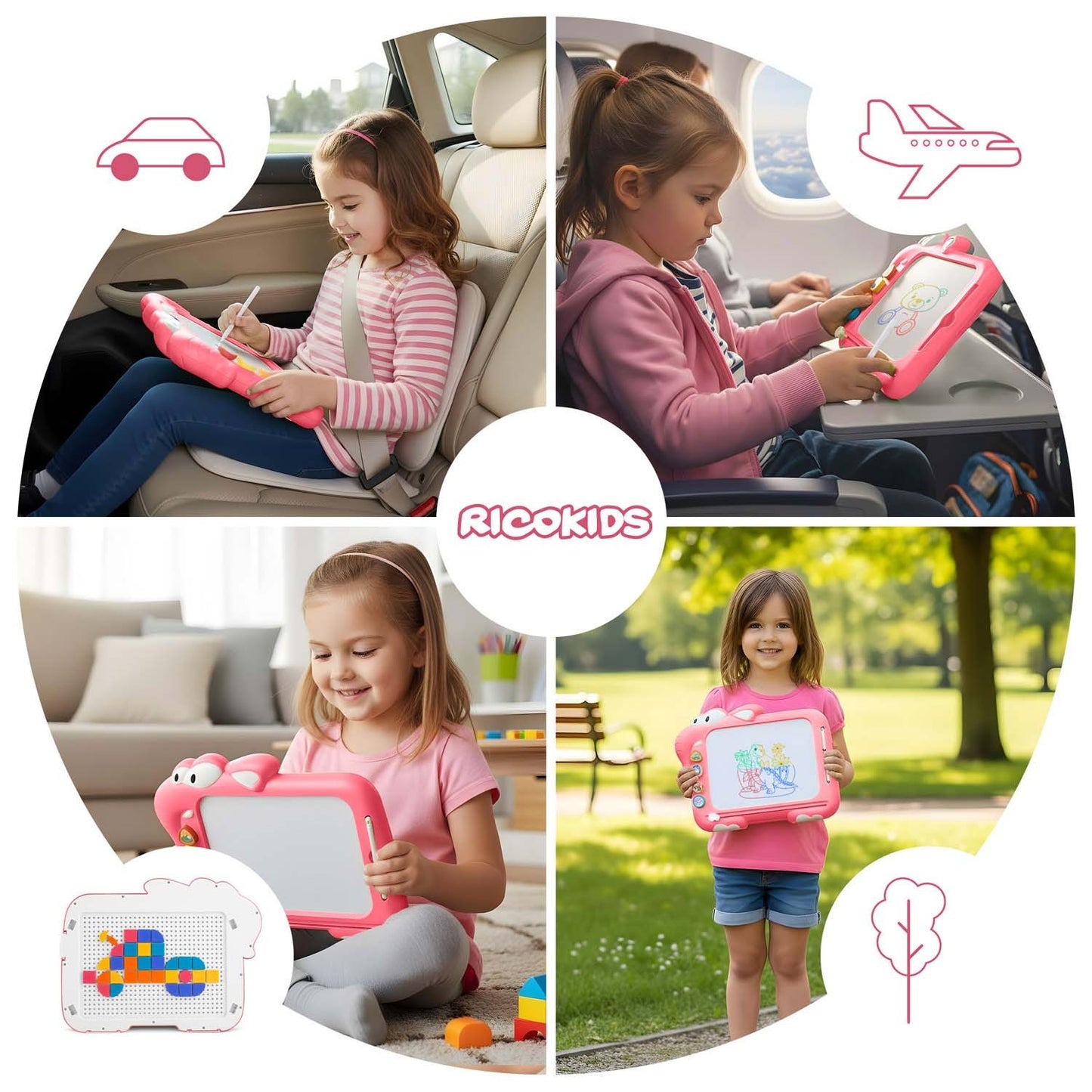 Magnetic Drawing Board & Tangram Table for Kids