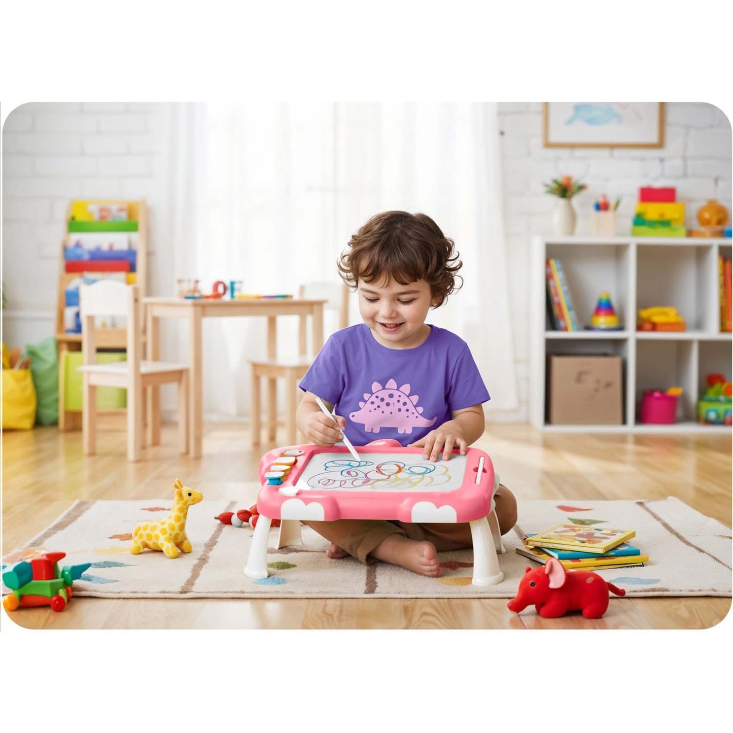 Magnetic Drawing Board & Tangram Table for Kids