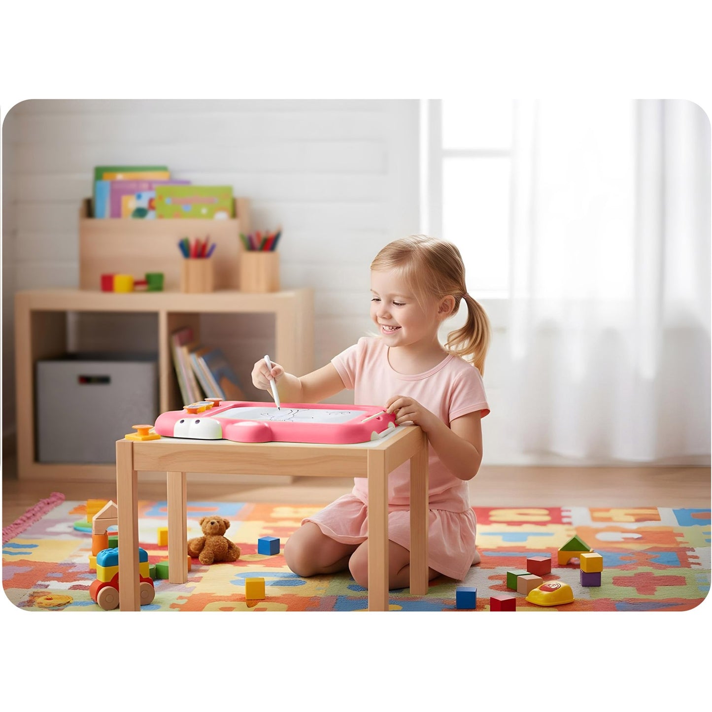 Magnetic Drawing Board & Tangram Table for Kids