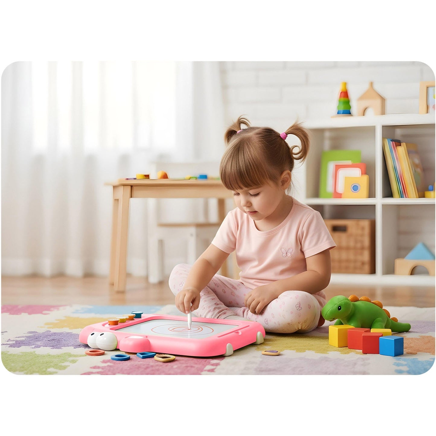 Magnetic Drawing Board & Tangram Table for Kids