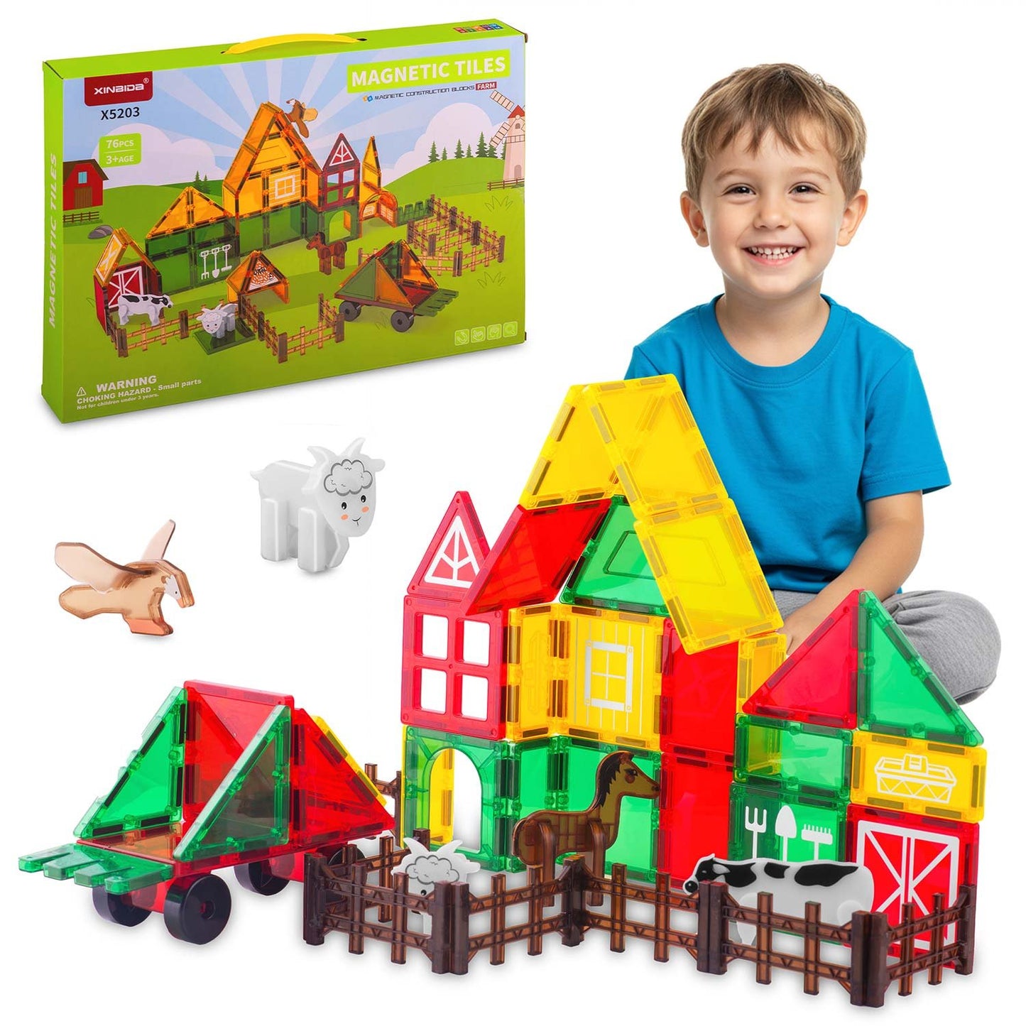 Magnetic Educational Building Blocks Set – 76 Pieces