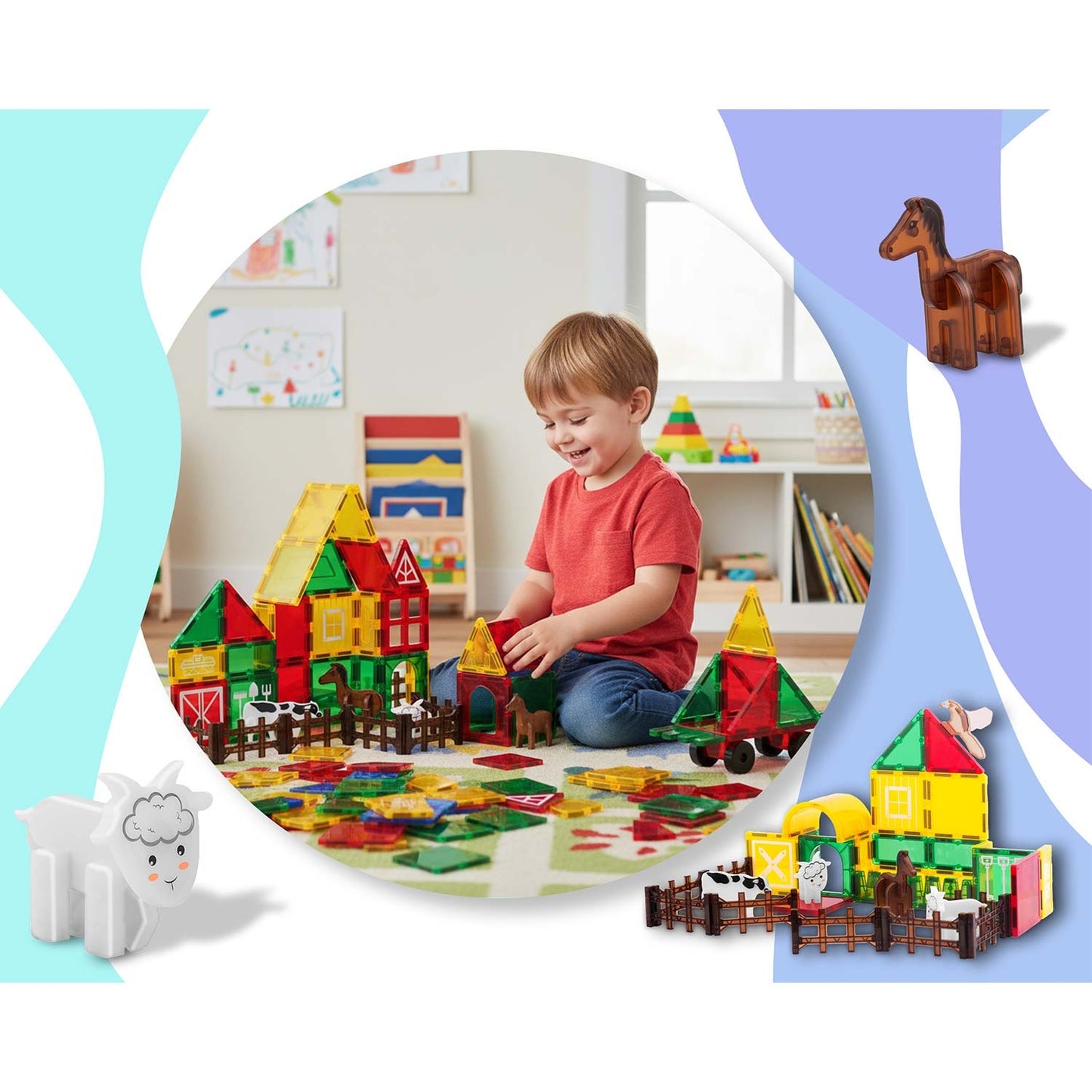 Magnetic Educational Building Blocks Set – 76 Pieces