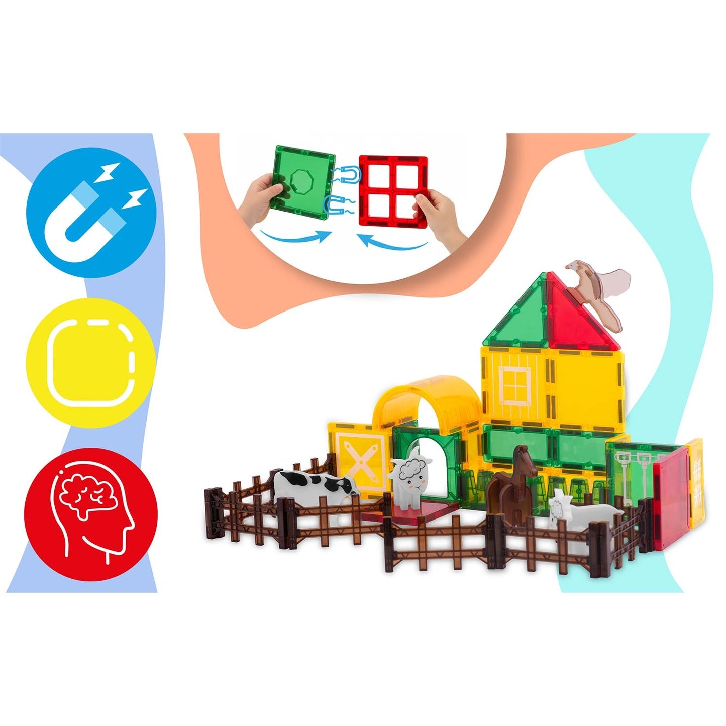 Magnetic Educational Building Blocks Set – 76 Pieces