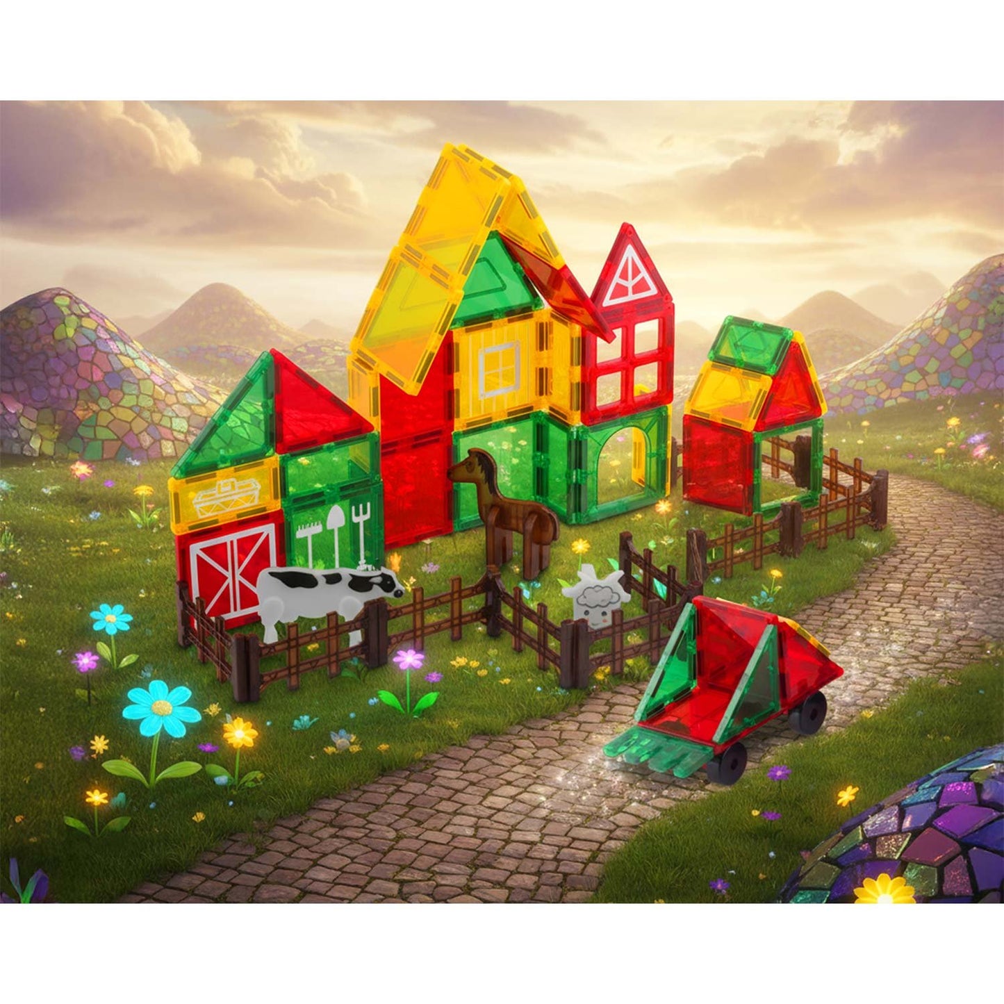 Magnetic Educational Building Blocks Set – 76 Pieces