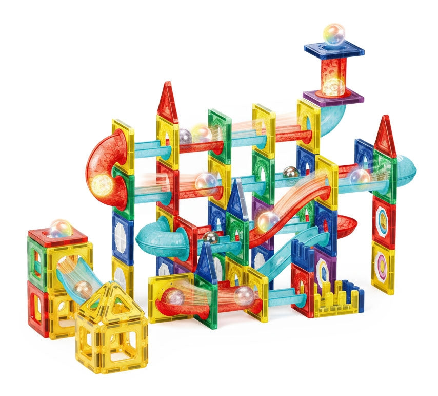 Magnetic LED Marble Run Blocks, 105 Pieces, Ages 3+