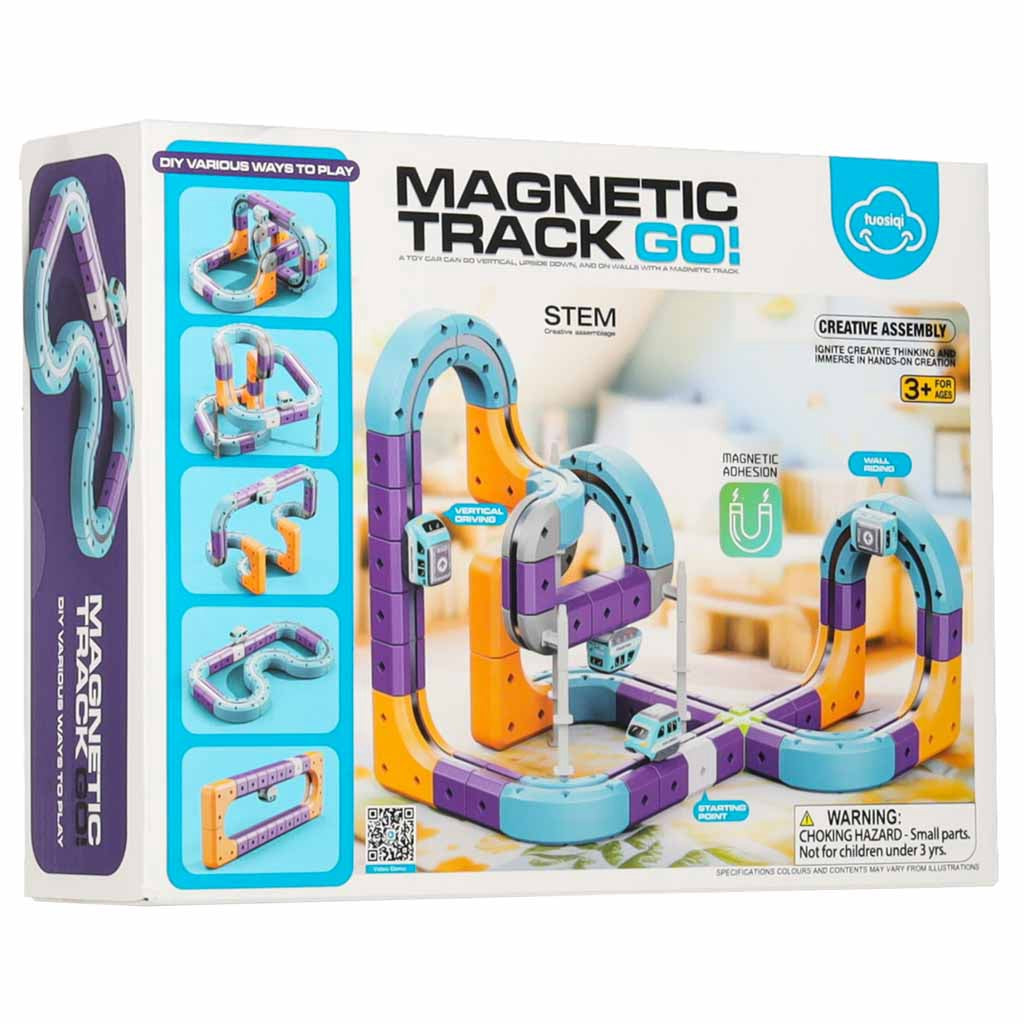 Magnetic Race Track Building Set with Car, 87 Pieces
