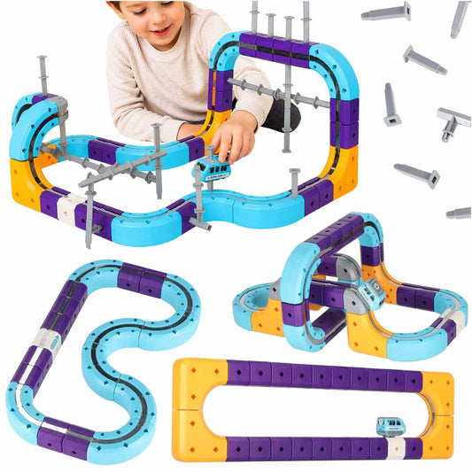 Magnetic Race Track Building Set with Car, 87 Pieces