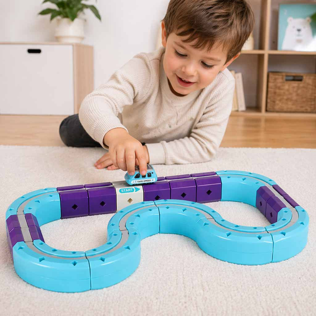 Magnetic Race Track Building Set with Car, 87 Pieces