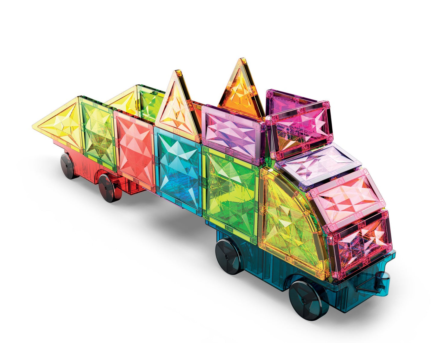Magnetic Building Set, 24-Piece Tiles & Wheel Bases