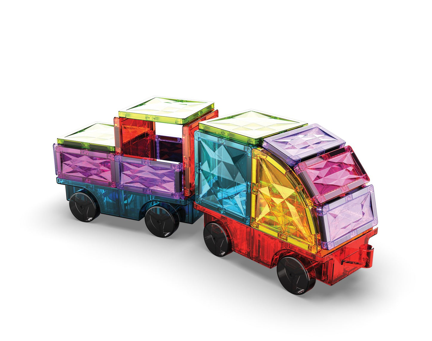 Magnetic Building Set, 24-Piece Tiles & Wheel Bases