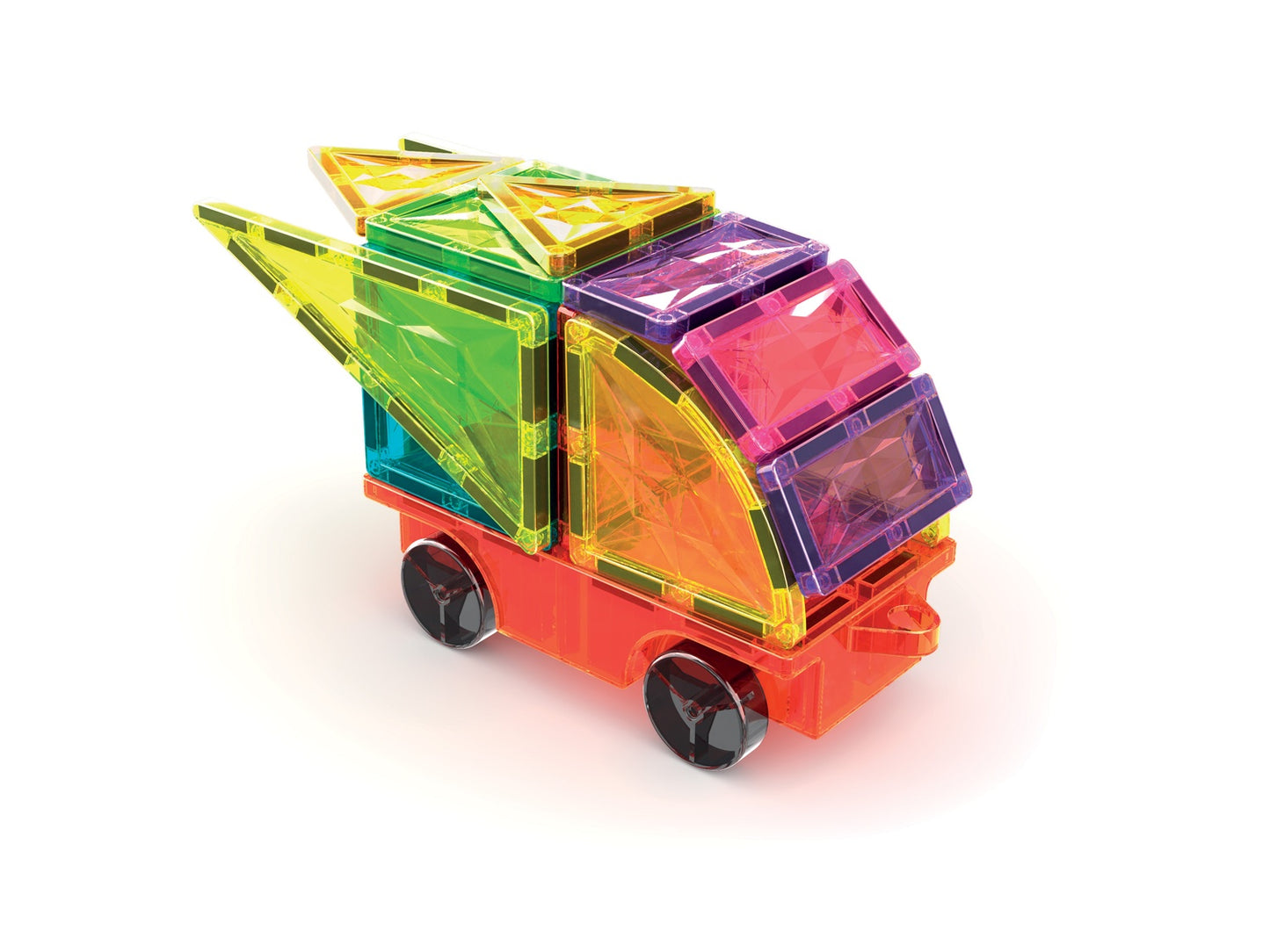 Magnetic Building Set, 24-Piece Tiles & Wheel Bases