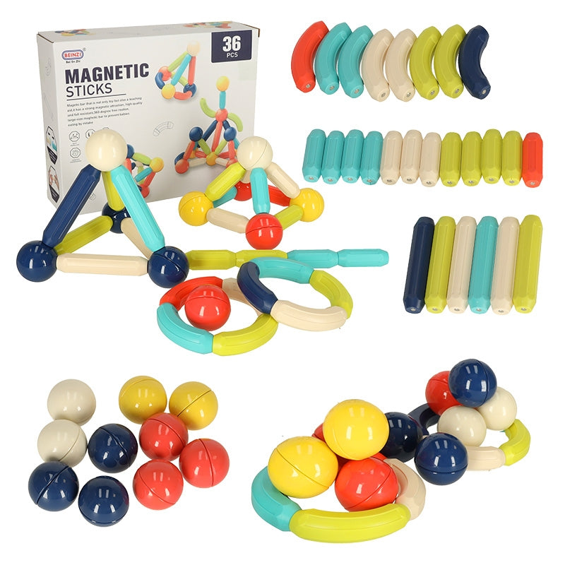 Magnetic bricks for small children 36 pieces in a box