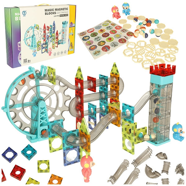 Magnetic bricks marble ball track with sound music 118 elements