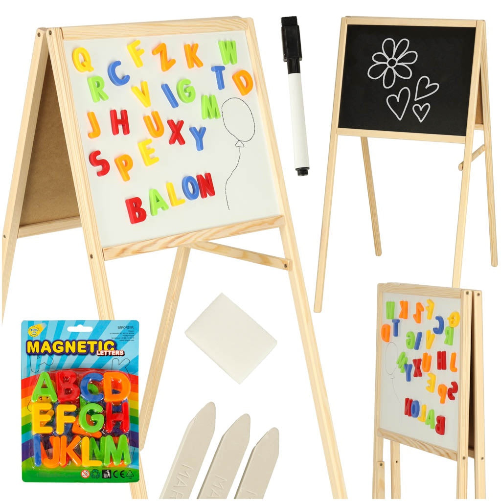 Magnetic double-sided chalkboard + letters chalk sponge marker