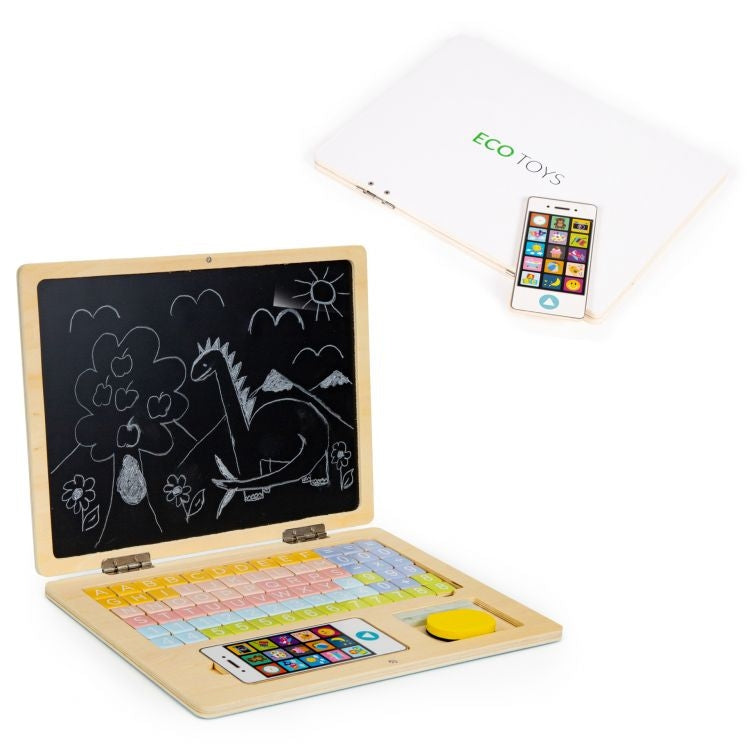 Magnetic educational blackboard laptop letters numbers