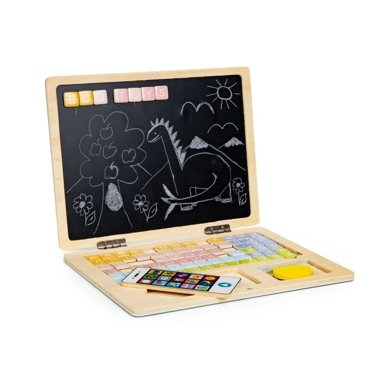 Magnetic educational blackboard laptop letters numbers