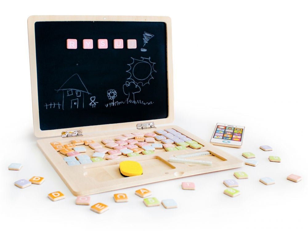 Magnetic educational blackboard laptop letters numbers