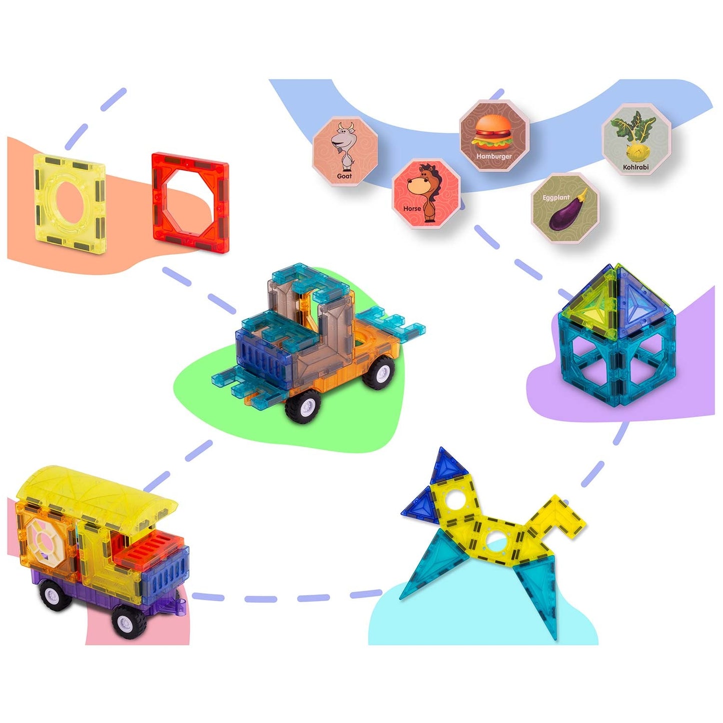 Magnetic educational construction blocks 71 pcs RK-782 Ricokids
