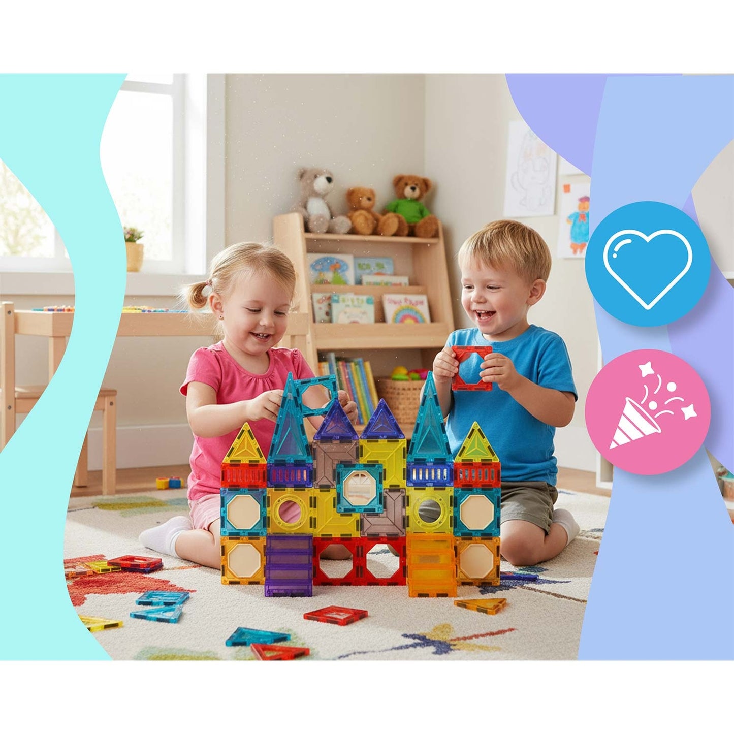 Magnetic educational construction blocks 71 pcs RK-782 Ricokids
