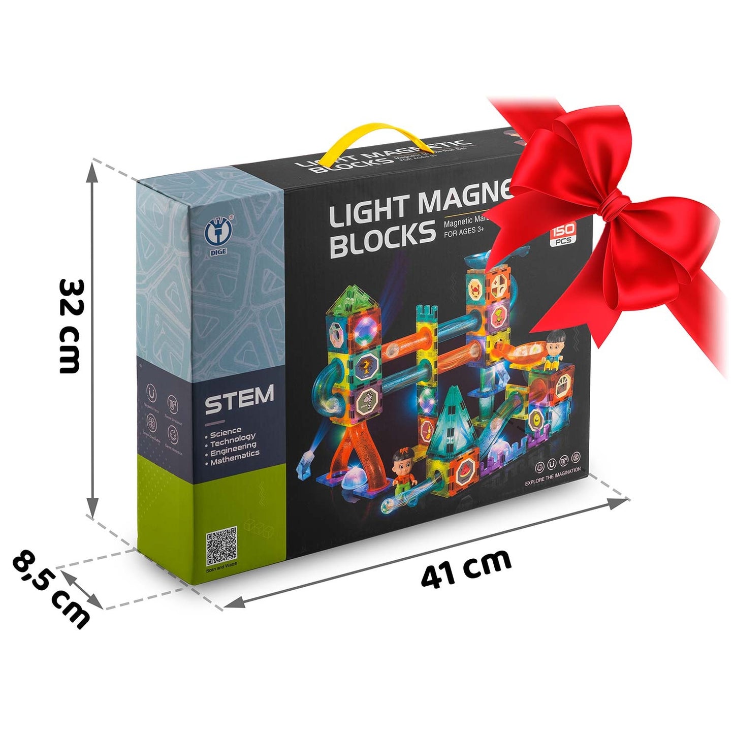 Magnetic educational construction blocks with light, 150 pieces, RK-782 Ricokids