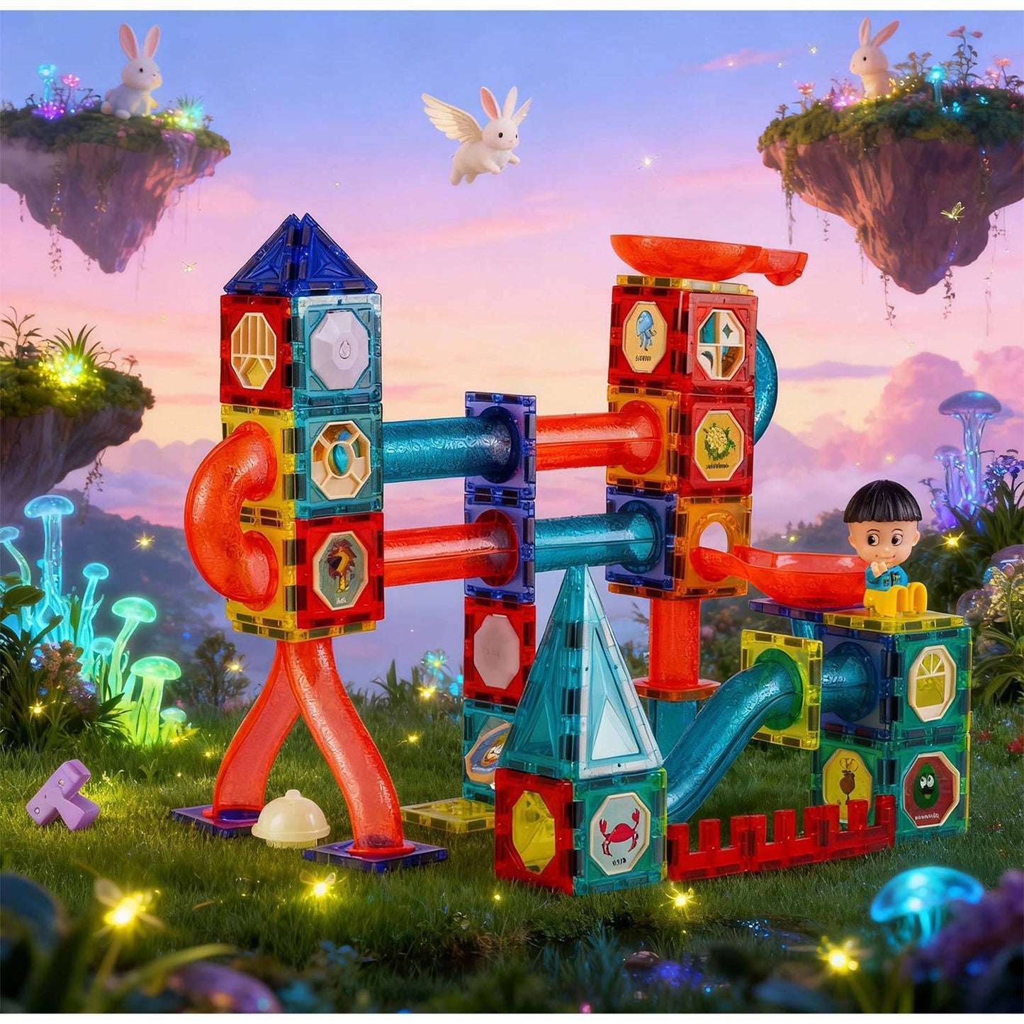 Magnetic educational construction blocks with light, 150 pieces, RK-782 Ricokids