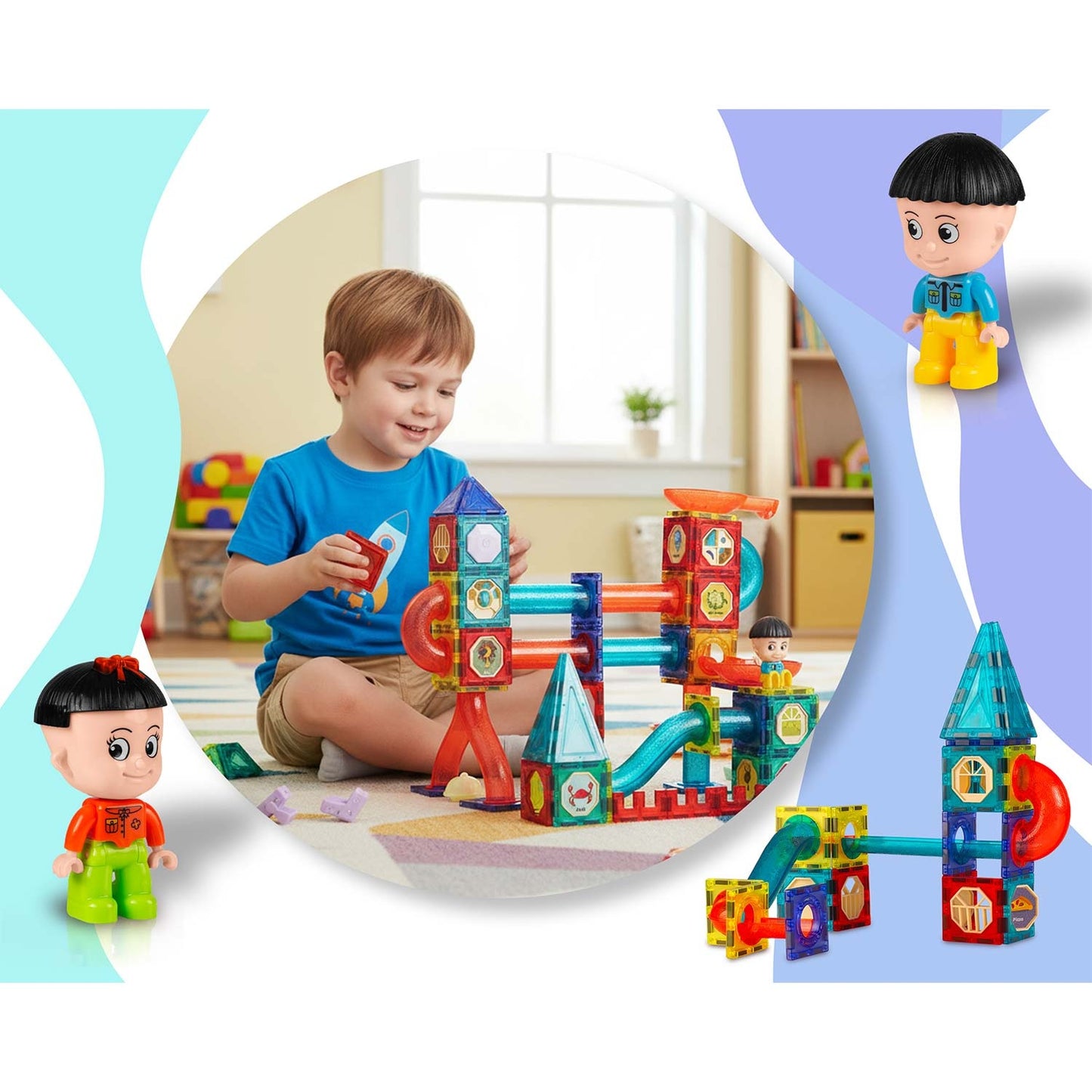 Magnetic educational construction blocks with light, 150 pieces, RK-782 Ricokids