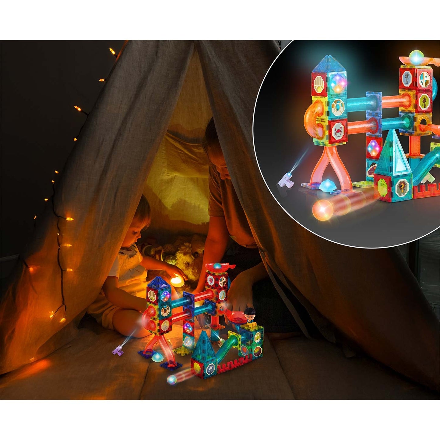 Magnetic educational construction blocks with light, 150 pieces, RK-782 Ricokids