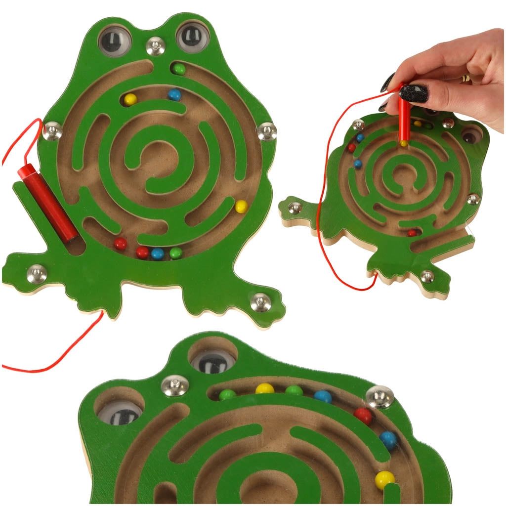 Magnetic frog ball maze