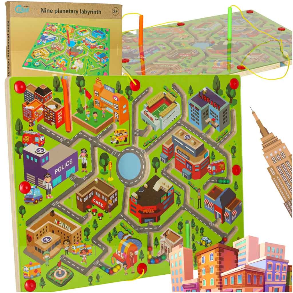 Magnetic game maze balls city