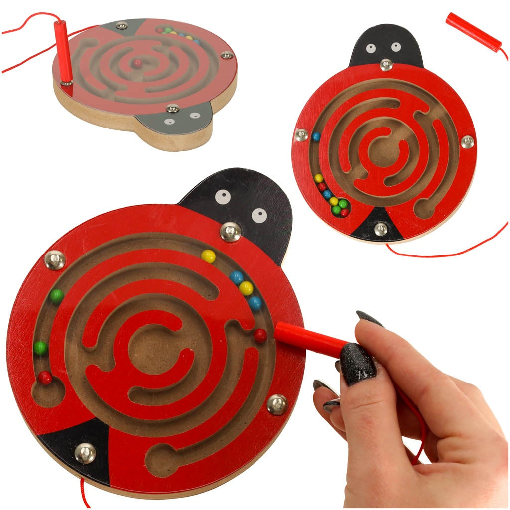 Magnetic maze with ladybird balls