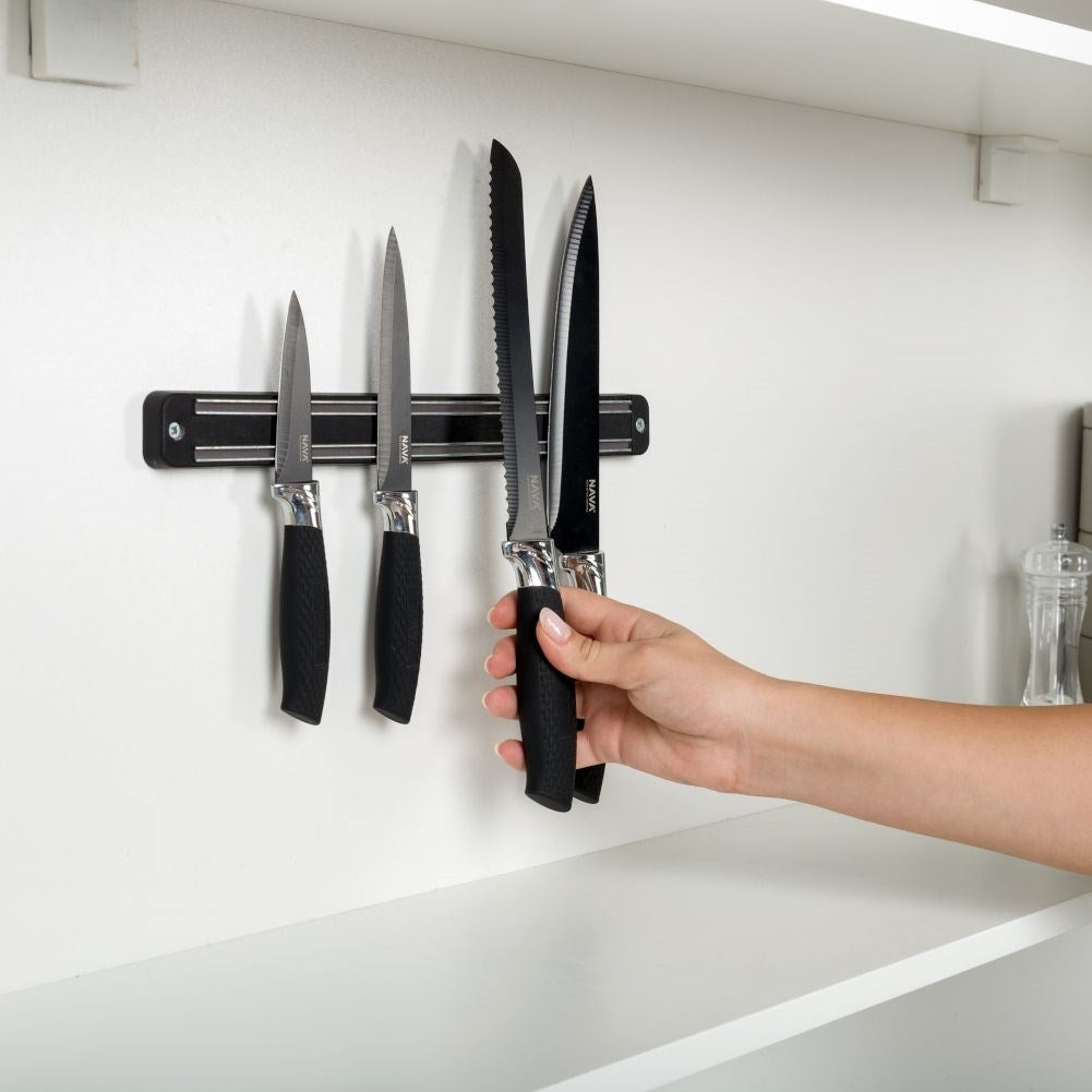 Magnetic strip for efficient knife storage and kitchen organization