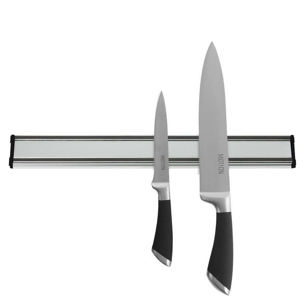 Magnetic strip for knives and tools, saves space.