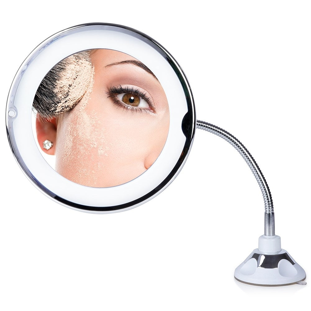 Magnifying Makeup Mirror LED with Flexible Mount and Suction Cup
