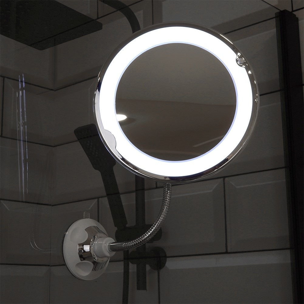 Magnifying Makeup Mirror LED with Flexible Mount and Suction Cup