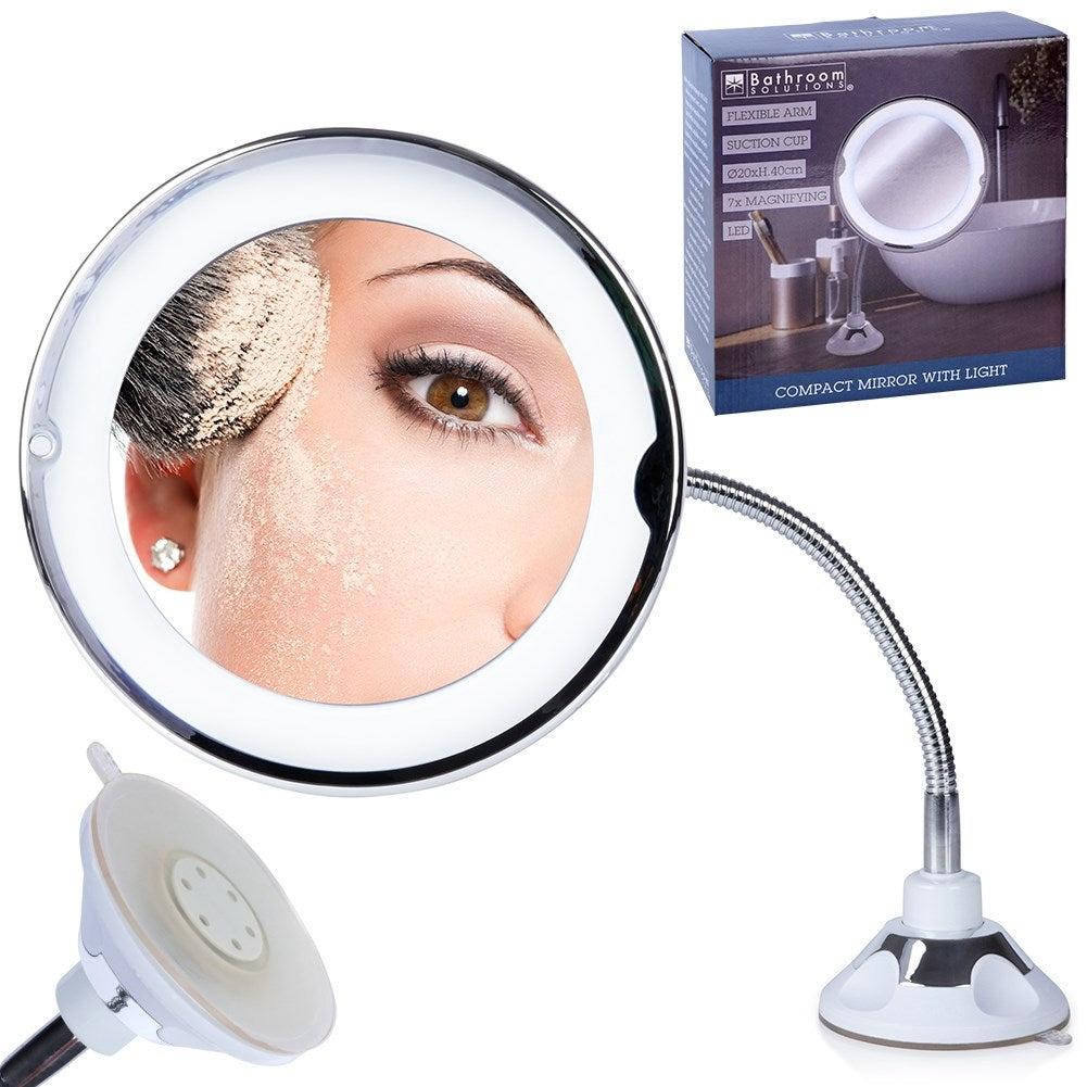 Magnifying Makeup Mirror LED with Flexible Mount and Suction Cup