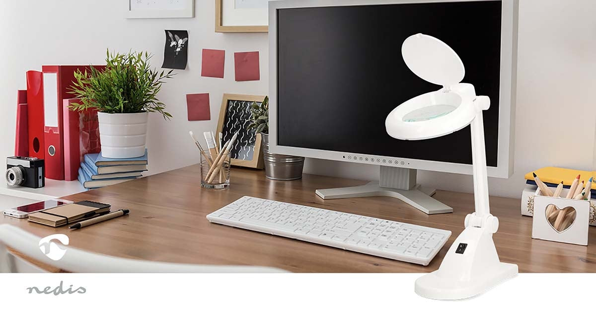 Magnifying Table Lamp, 3+12 Diopter, 6500K, 6W, White