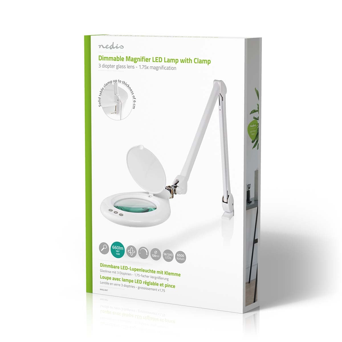 Magnifying Table Lamp | Lens strength: 3 Diopter | 6500 K | 10 W | 660 lm | White